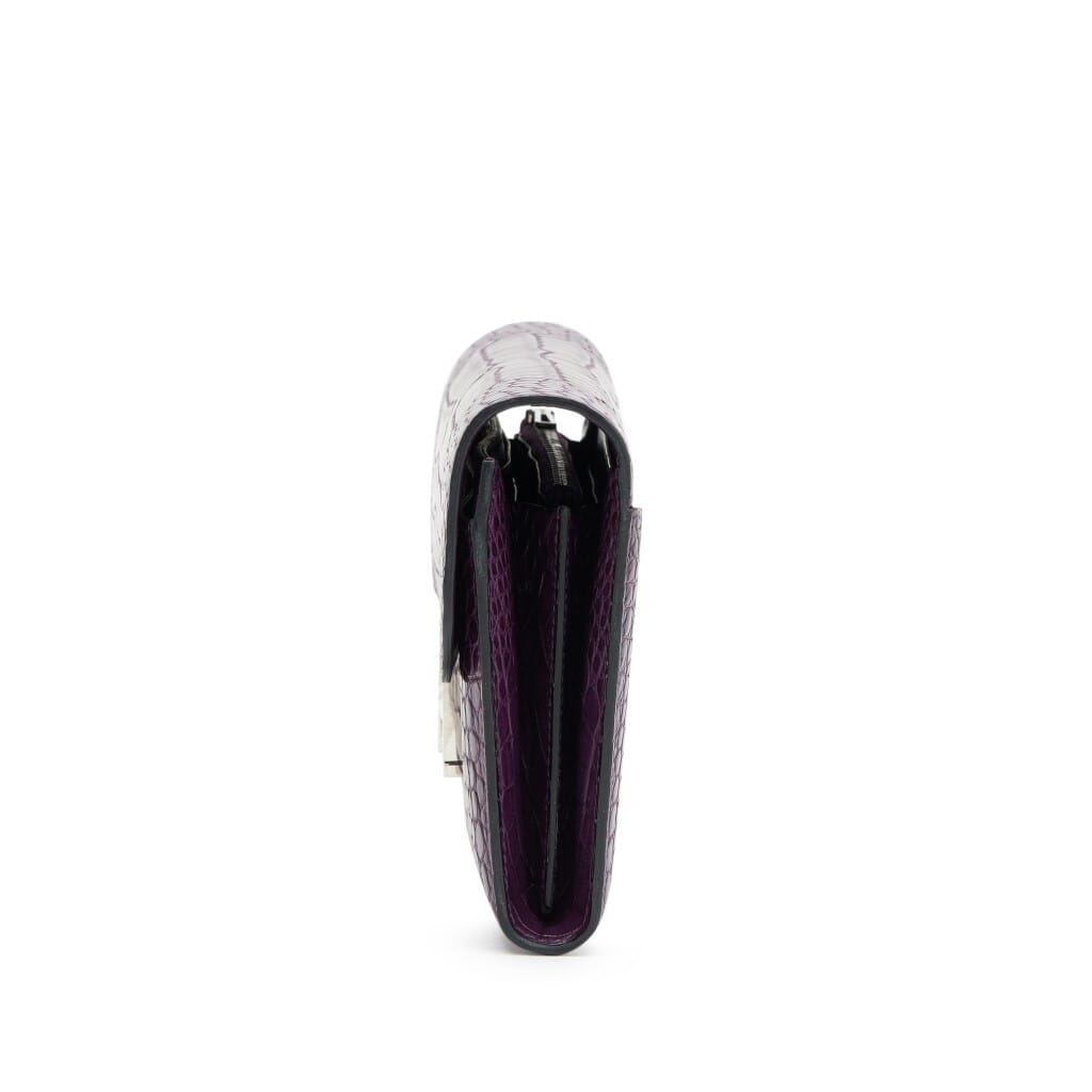 Amethyst Matte Alligator Constance Long Wallet Palladium Hardware, 2014