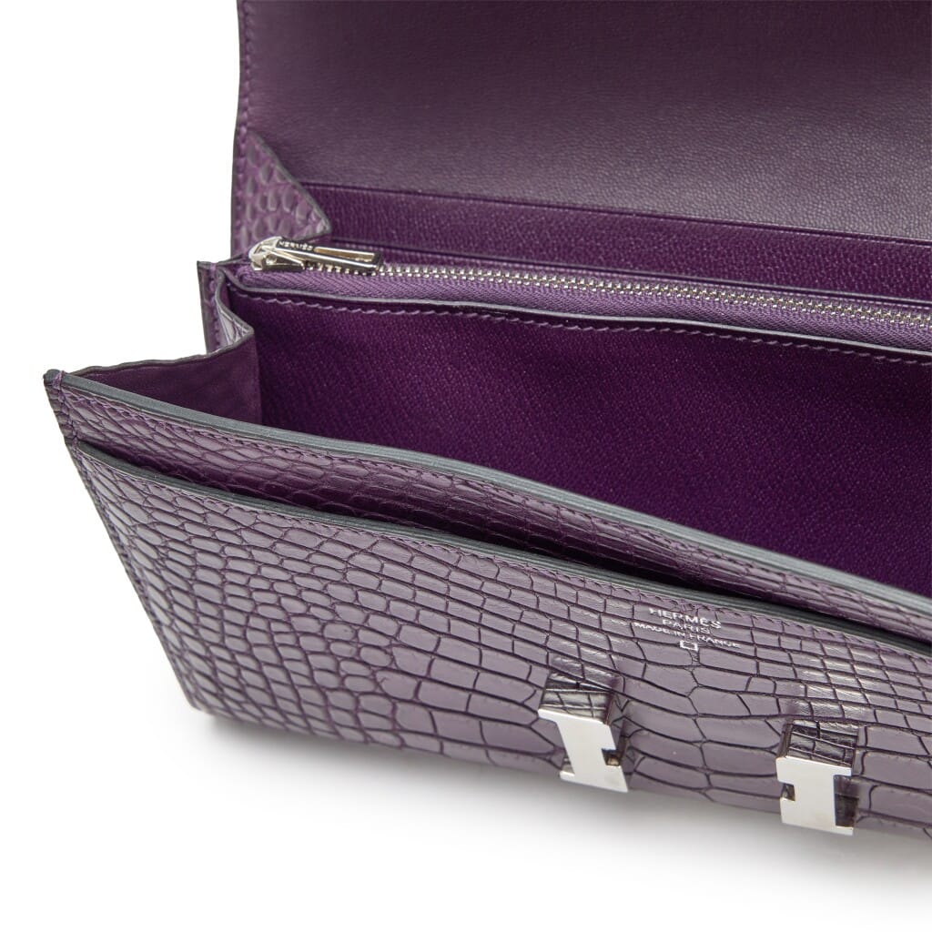 Amethyst Matte Alligator Constance Long Wallet Palladium Hardware, 2014