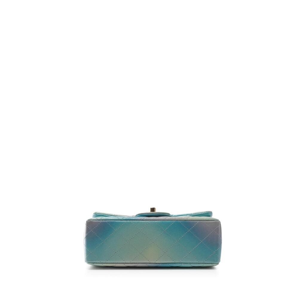 Multicolor Iridescent Quilted Lambskin Mini Flap Bag Gold Hardware