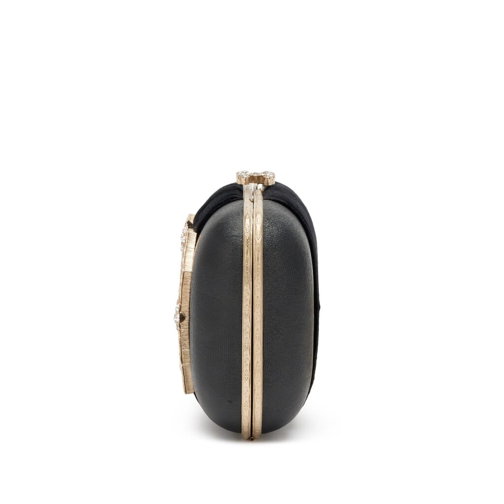 Black Lambskin and Velvet Strass Paris-Salzburg Buckle Minaudière Embellished Light Gold Hardware, 2015
