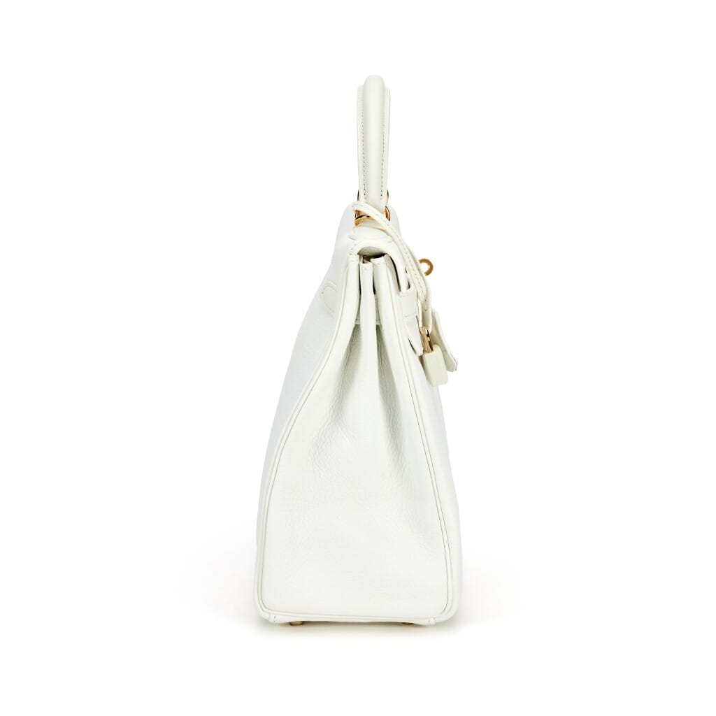 Blanc White Clemence Kelly 32 Retourne Gold Hardware, 2007