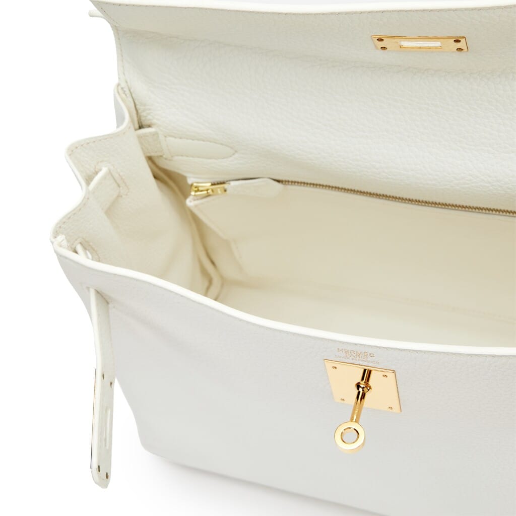 Blanc White Clemence Kelly 32 Retourne Gold Hardware, 2007