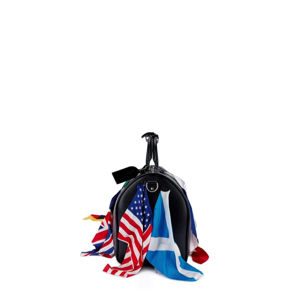 Limited Edition Black Calfskin Flags Keepall Bandoulière 50 Silver Hardware, 2019