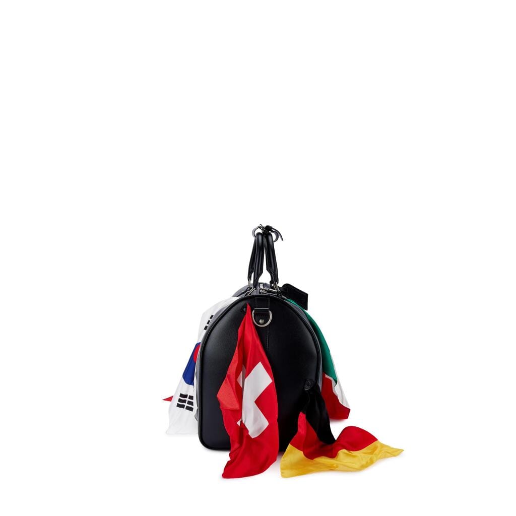 Limited Edition Black Calfskin Flags Keepall Bandoulière 50 Silver Hardware, 2019