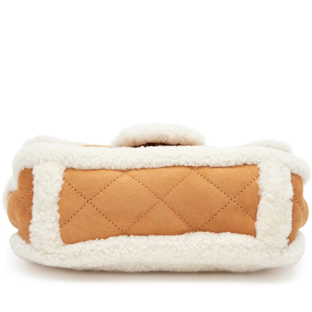 Camel Beige Quilted Shearling Suede Medium Coco Neige Single Flap Bag Aged Gold Hardware, 2018