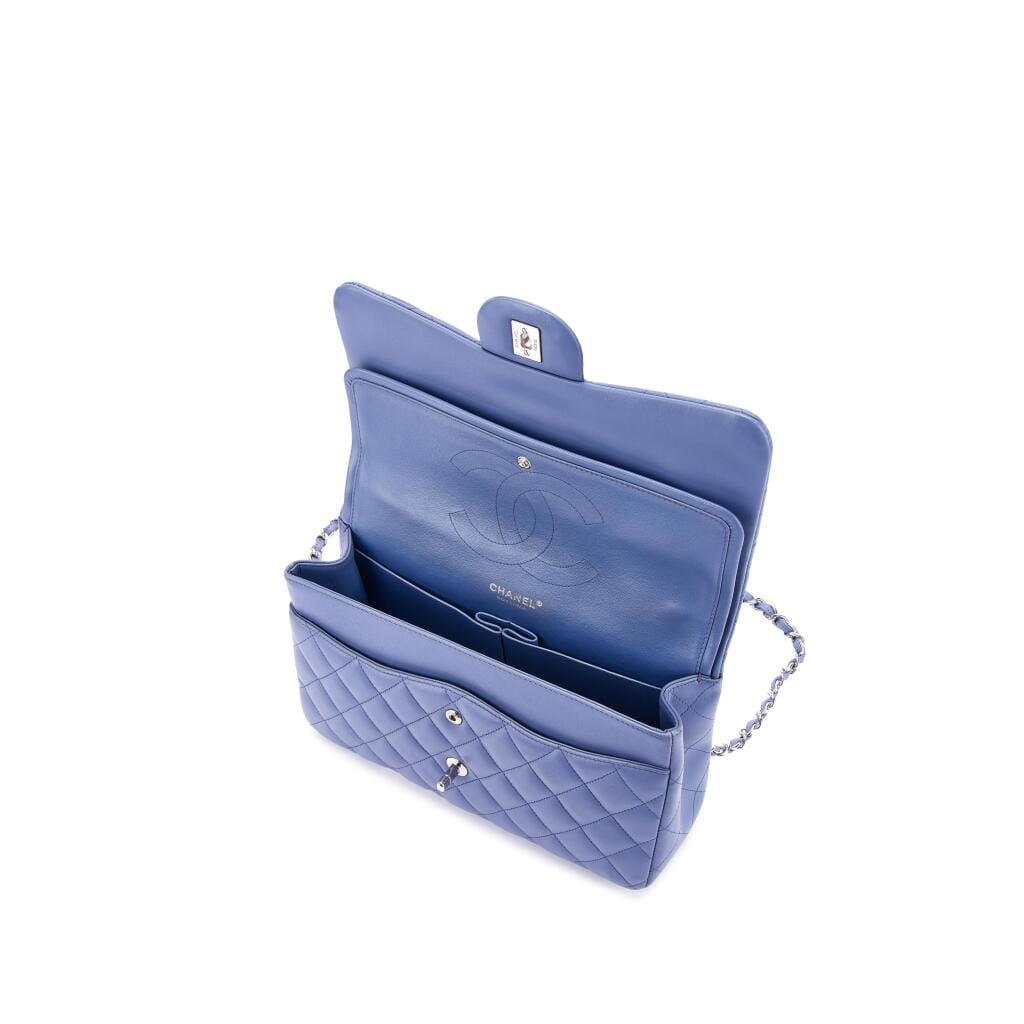 Lavender Purple Quilted Lambskin Large Timeless Classic Double Flap Silver Hardware, 2011