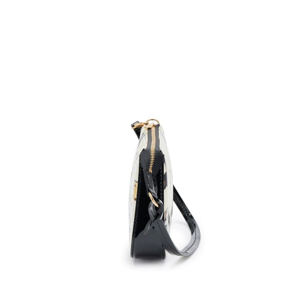 White Monogram Vernis Black Patent Stickers Pochette Accessories Gold Hardware, 2015