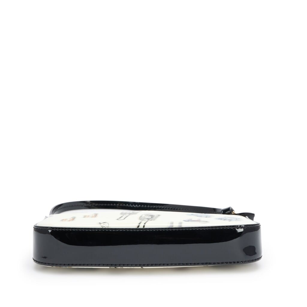 White Monogram Vernis Black Patent Stickers Pochette Accessories Gold Hardware, 2015