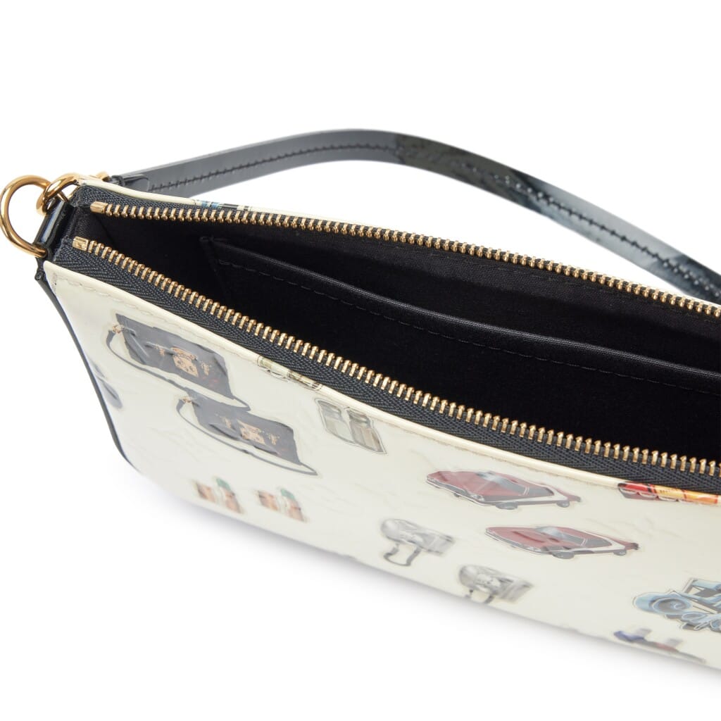White Monogram Vernis Black Patent Stickers Pochette Accessories Gold Hardware, 2015