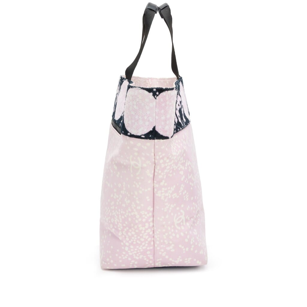 Pink and Black Terry Cotton Canvas Printed Large CC Tote Silver Hardware, 2005