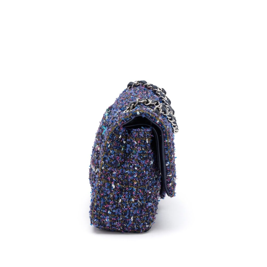 Blue, Purple, Khaki, Pink and Multicolor Quilted Tweed Medium Classic Double Flap Bag Silver Hardware, 2018
