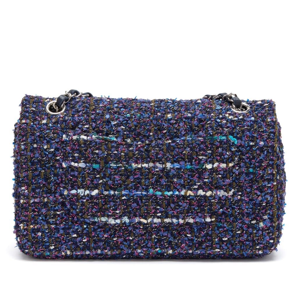 Blue, Purple, Khaki, Pink and Multicolor Quilted Tweed Medium Classic Double Flap Bag Silver Hardware, 2018