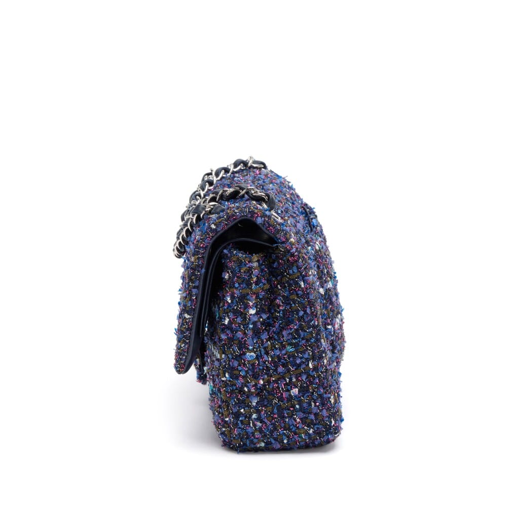 Blue, Purple, Khaki, Pink and Multicolor Quilted Tweed Medium Classic Double Flap Bag Silver Hardware, 2018