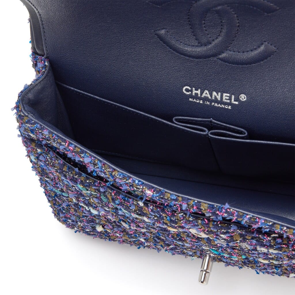 Blue, Purple, Khaki, Pink and Multicolor Quilted Tweed Medium Classic Double Flap Bag Silver Hardware, 2018