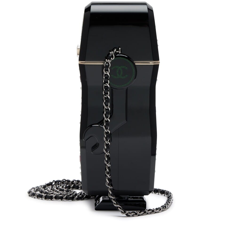 Black Plexiglass and Strass Robot Minaudière Ruthenium Hardware, 2017