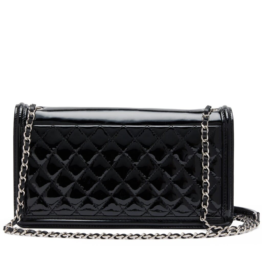 Black Plexiglass Crystal Lego Brick Patent Leather Flap Bag Silver Hardware, 2014