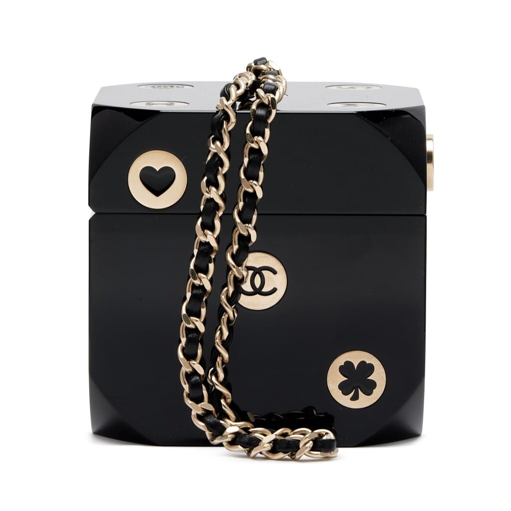 Black Plexiglass Casino Dice Minaudière Bag Brushed Light Gold Hardware, 2016