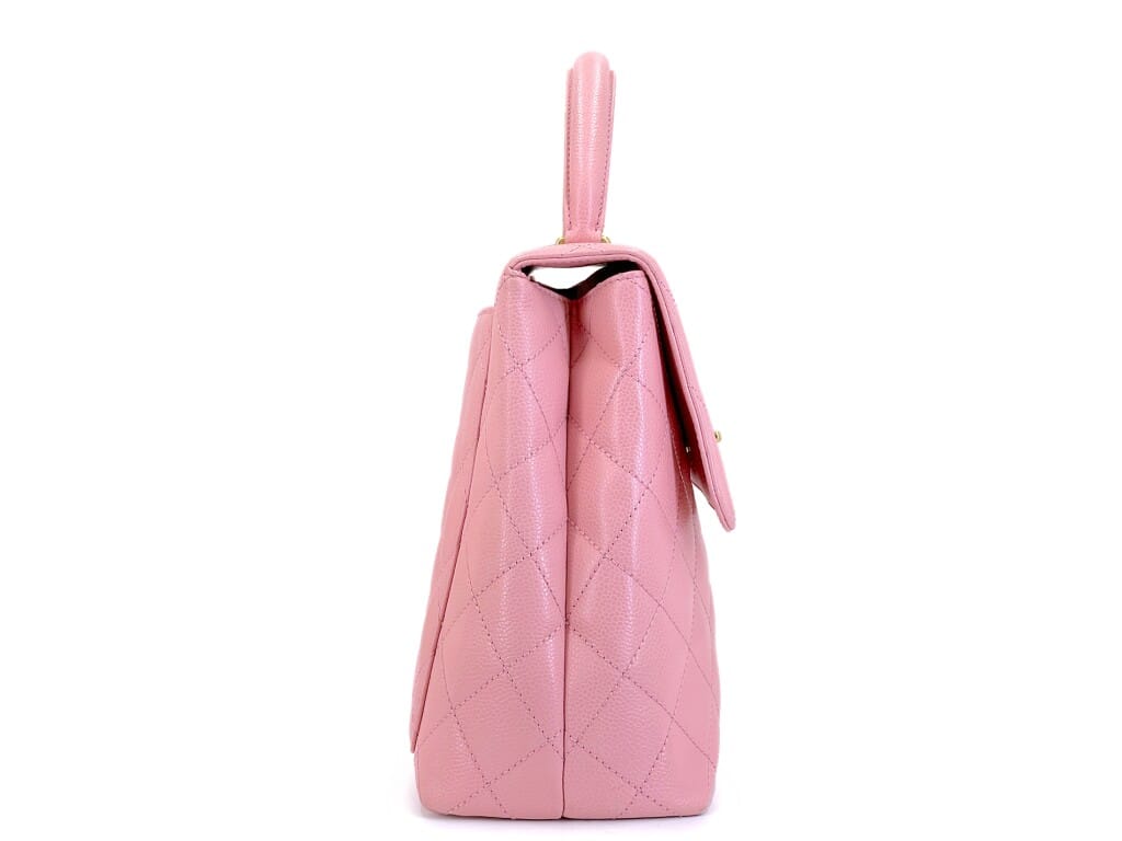 Vintage Sakura Pink Quilted Caviar Kelly Bag Gold Hardware, 2004-2005