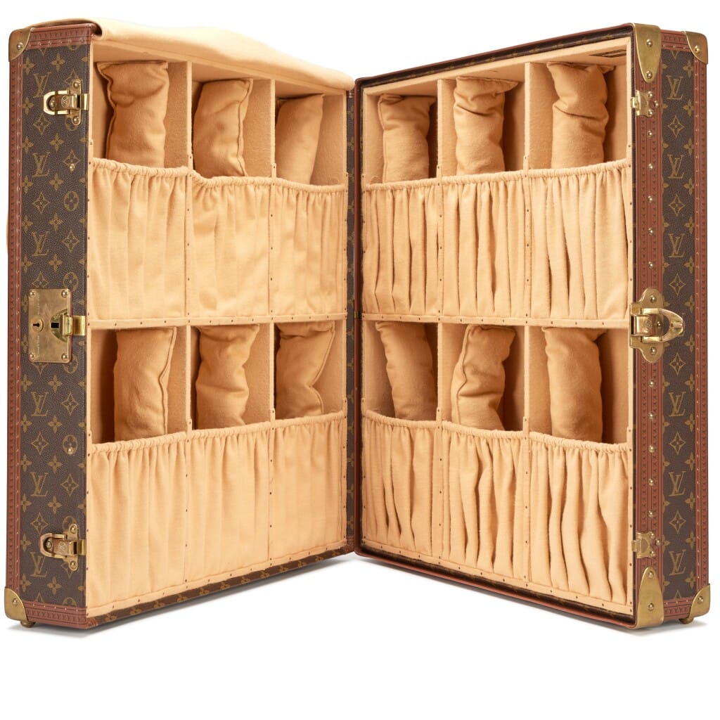 Vintage Monogram Gemine 12 Pairs Shoe Trunk Brass Hardware, 1990s