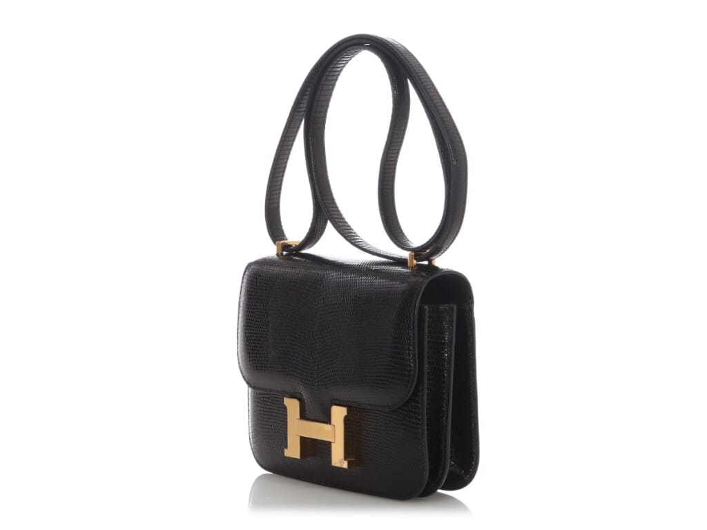 Black Lizard Mini Constance 18 Gold Hardware, 2019