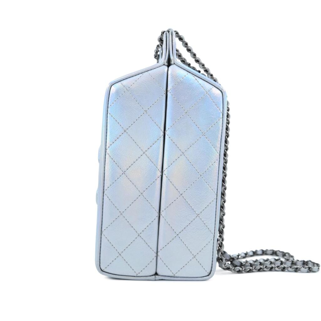 Limited Edition Iridescent Silver Goatskin Lait de Coco Milk Carton Bag Ruthenium Hardware, 2014