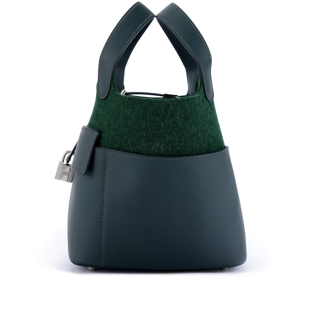 Limited Edition Vert Fonce Swift and Vert Anglais Feutre Wool Picotin Lock 18 Palladium Hardware, 2024