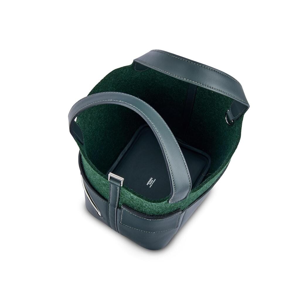 Limited Edition Vert Fonce Swift and Vert Anglais Feutre Wool Picotin Lock 18 Palladium Hardware, 2024