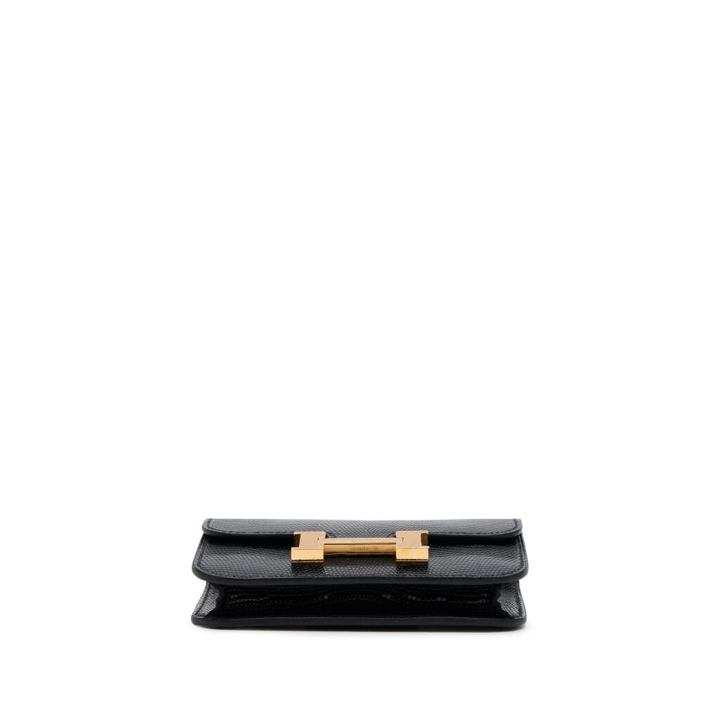 Black Varanus Niloticus Lizard Constance Slim Wallet Gold Hardware, 2025