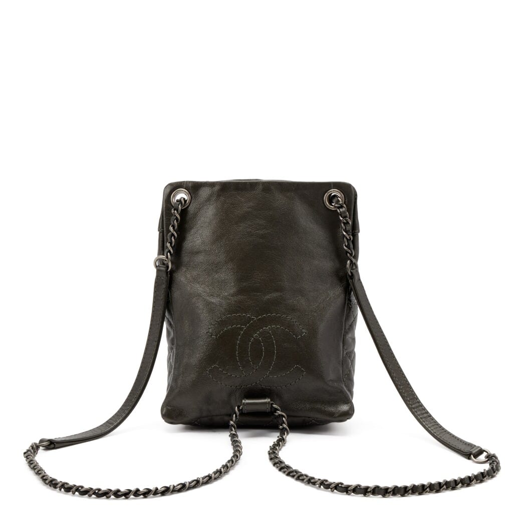 Metallic Bronze Quilted Calfskin Mini CC Flap Backpack Aged Silver Hardware, 2015-2016