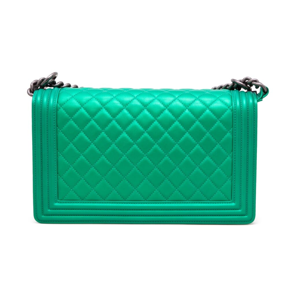 Metallic Green Quilted Patent Calfskin Medium Boy Bag Ruthenium Hardware, 2014-2015