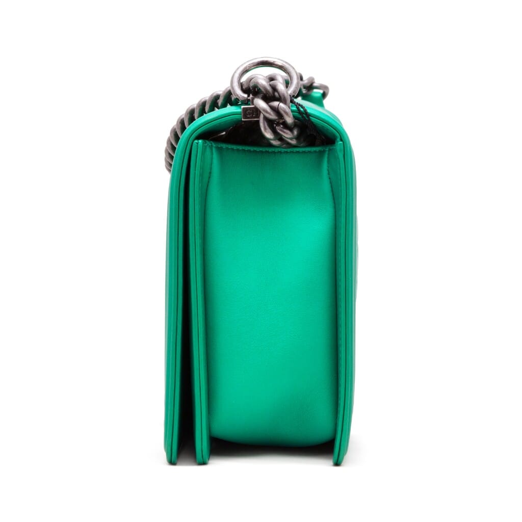 Metallic Green Quilted Patent Calfskin Medium Boy Bag Ruthenium Hardware, 2014-2015