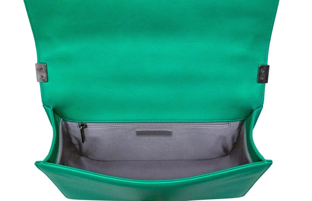 Metallic Green Quilted Patent Calfskin Medium Boy Bag Ruthenium Hardware, 2014-2015