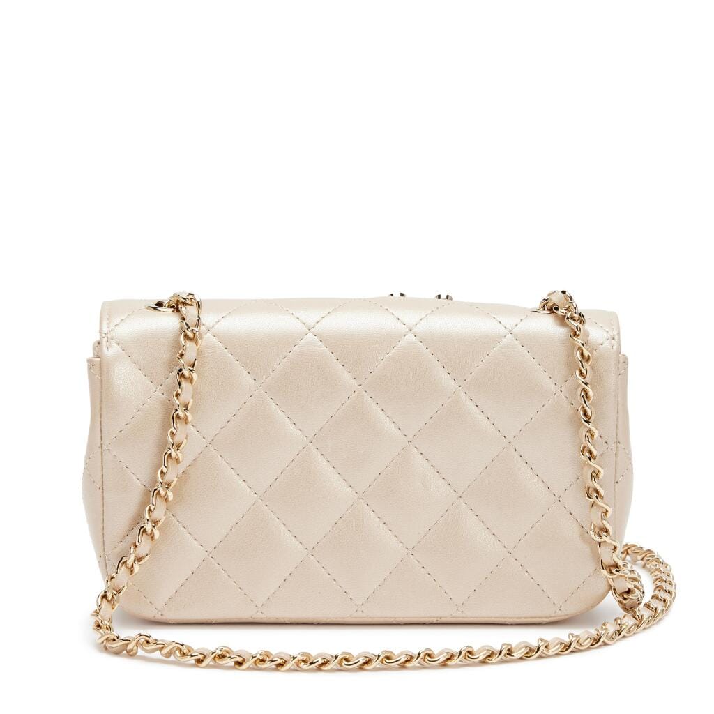 Light Gold Quilted Lambskin and Strass V for Victory Mini Rectangular Classic Single Flap Bag Gold Hardware, 2016