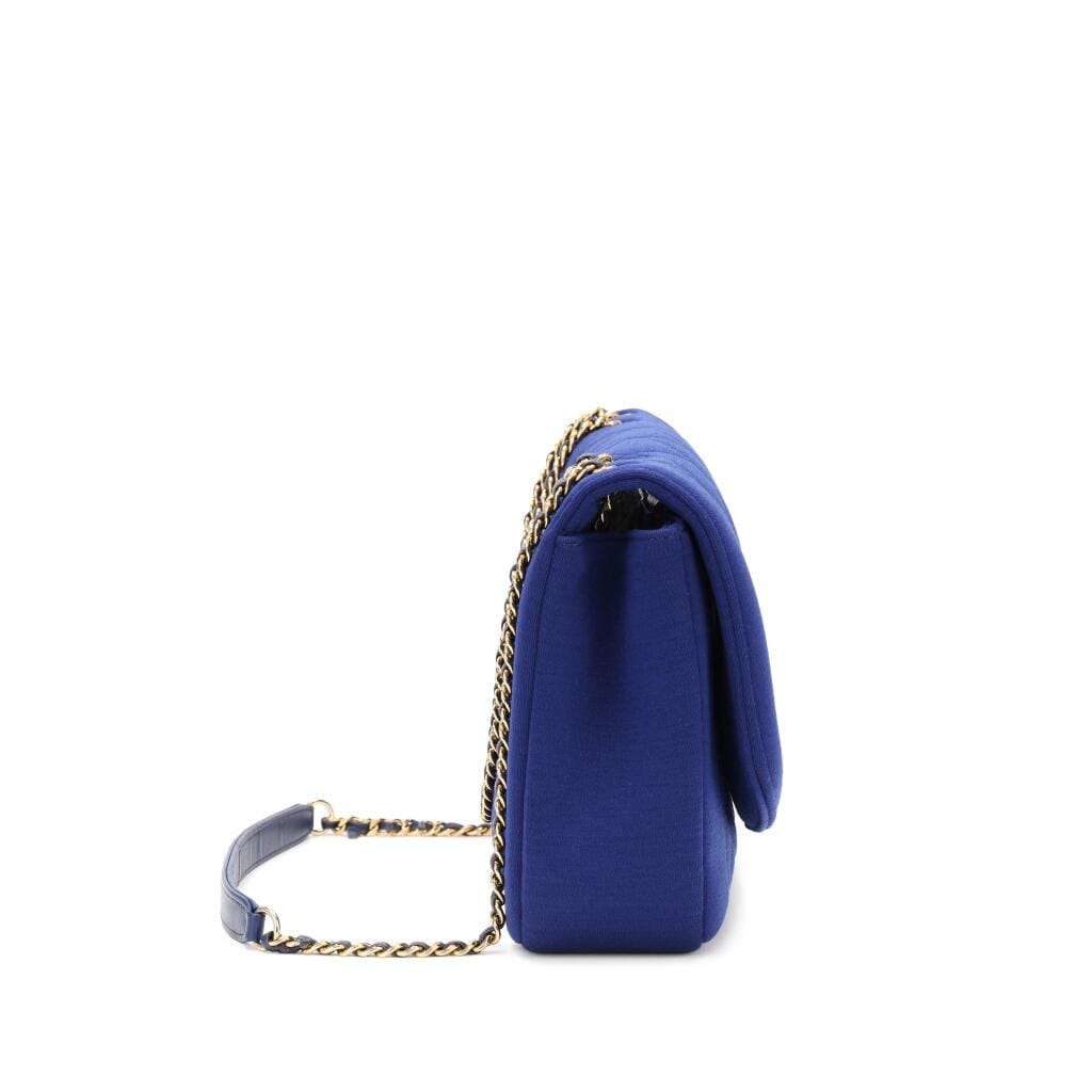Blue Quilted Jersey Diana Flap Bag Gold Hardware, 2014-2015