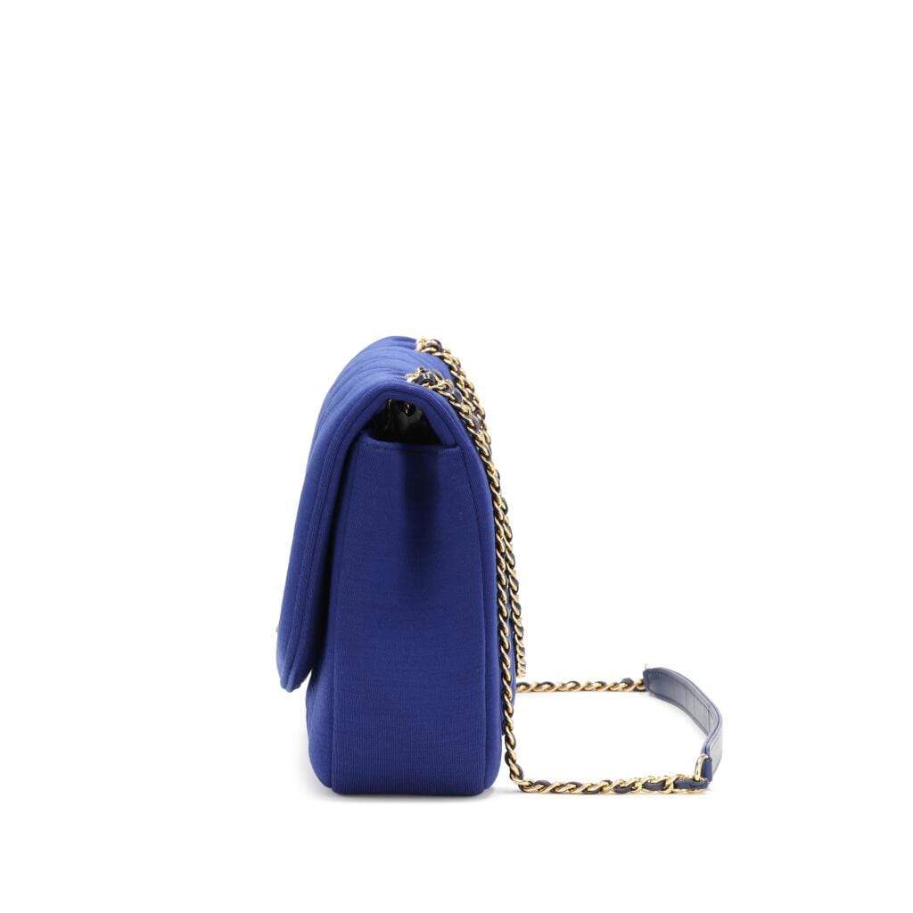 Blue Quilted Jersey Diana Flap Bag Gold Hardware, 2014-2015