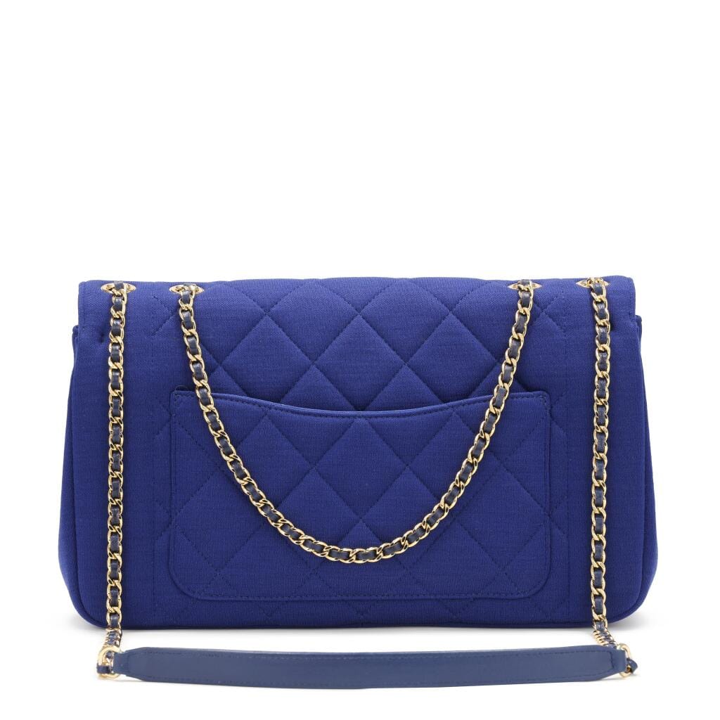 Blue Quilted Jersey Diana Flap Bag Gold Hardware, 2014-2015