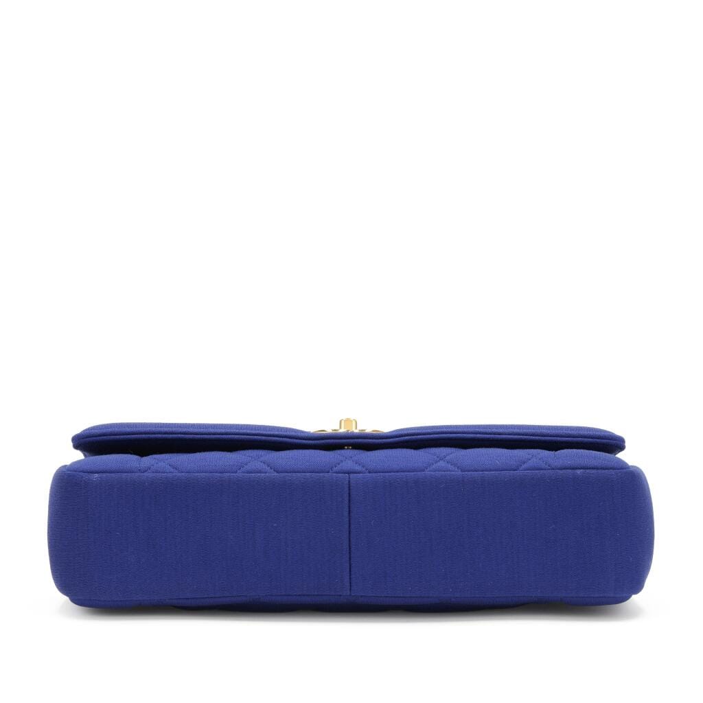 Blue Quilted Jersey Diana Flap Bag Gold Hardware, 2014-2015