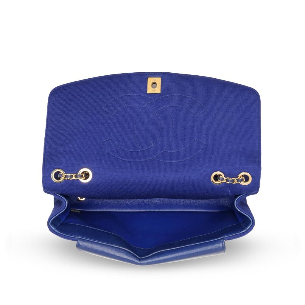 Blue Quilted Jersey Diana Flap Bag Gold Hardware, 2014-2015