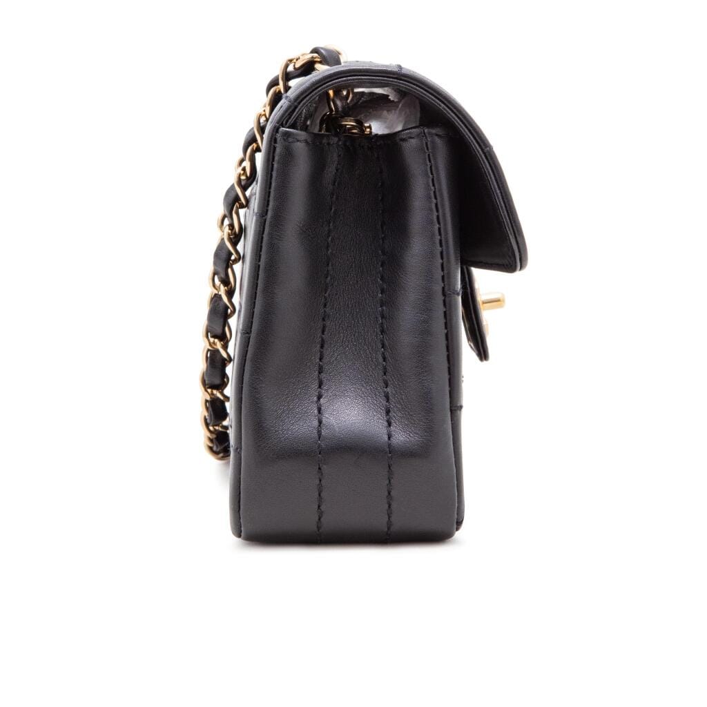 Black Lambskin Chocolate Bar Flap Bag Gold Hardware, 2002-2003