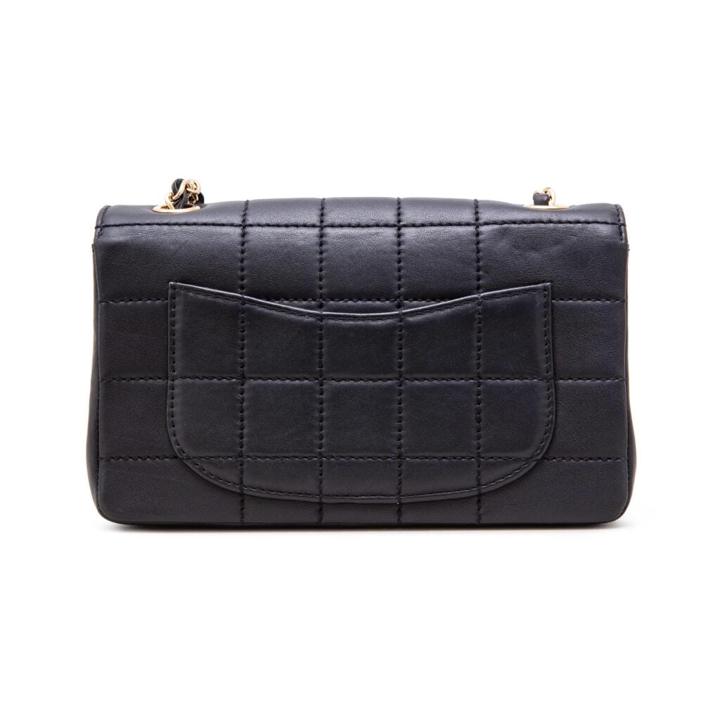 Black Lambskin Chocolate Bar Flap Bag Gold Hardware, 2002-2003