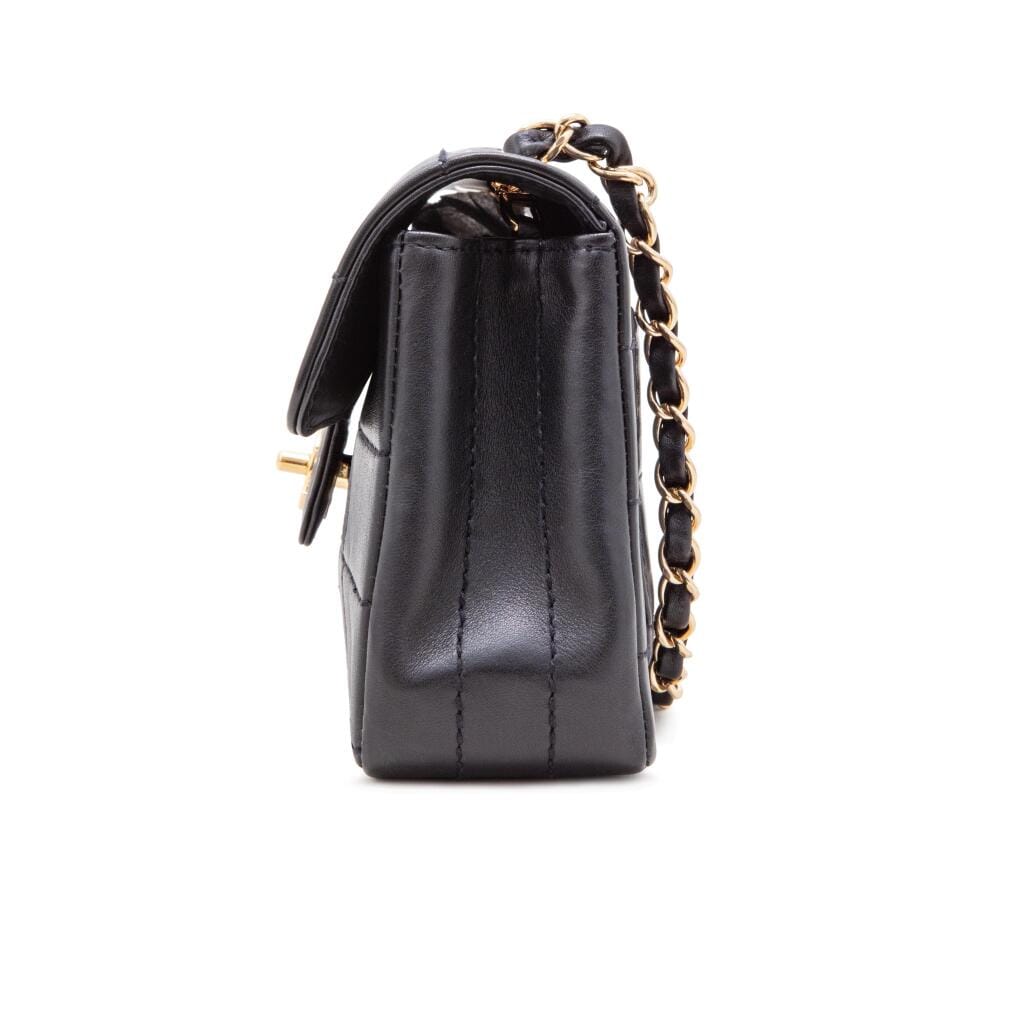 Black Lambskin Chocolate Bar Flap Bag Gold Hardware, 2002-2003