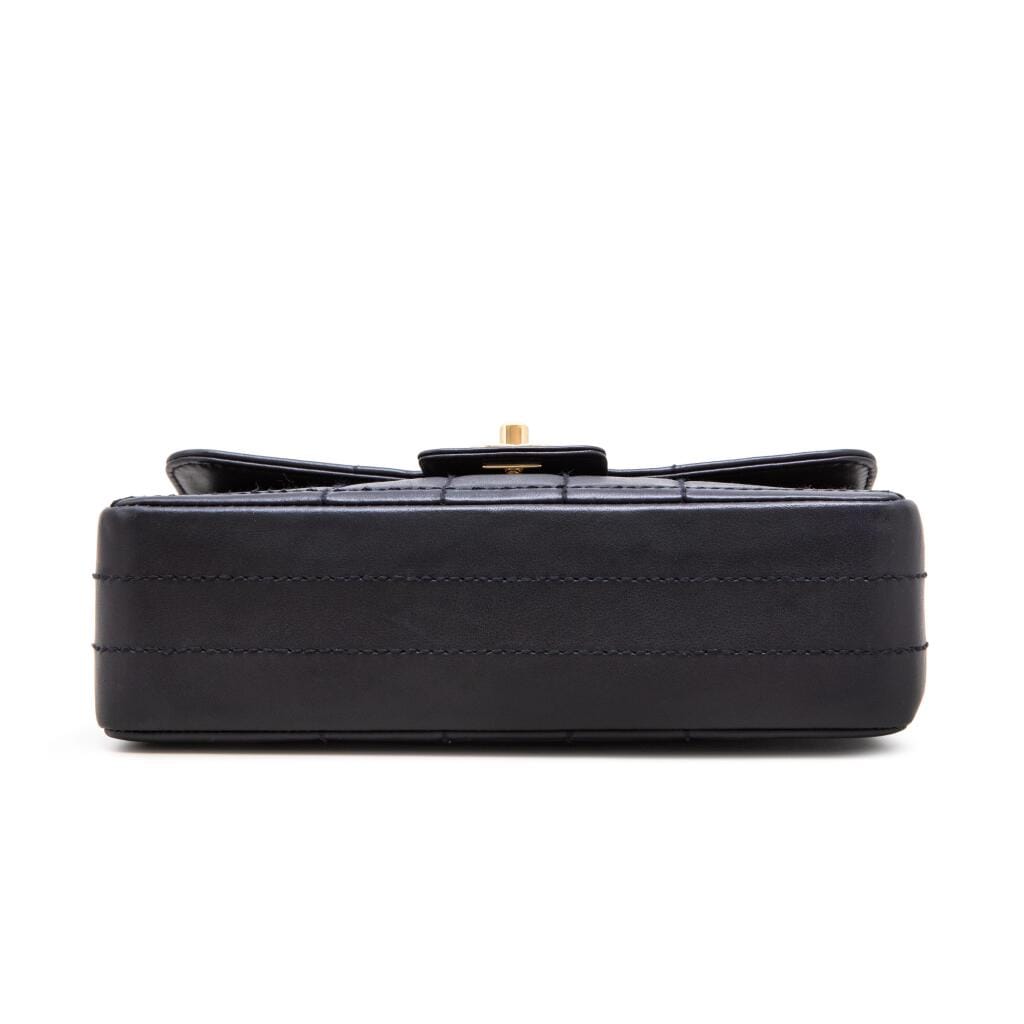 Black Lambskin Chocolate Bar Flap Bag Gold Hardware, 2002-2003