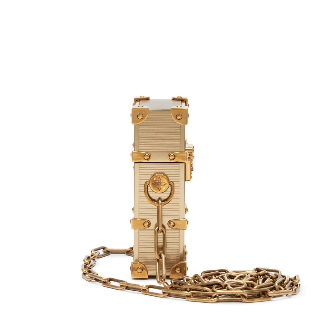 Monogram Canvas and Brass L'oeil Trunk Box Pouch with Chain Gold Hardware, 2022