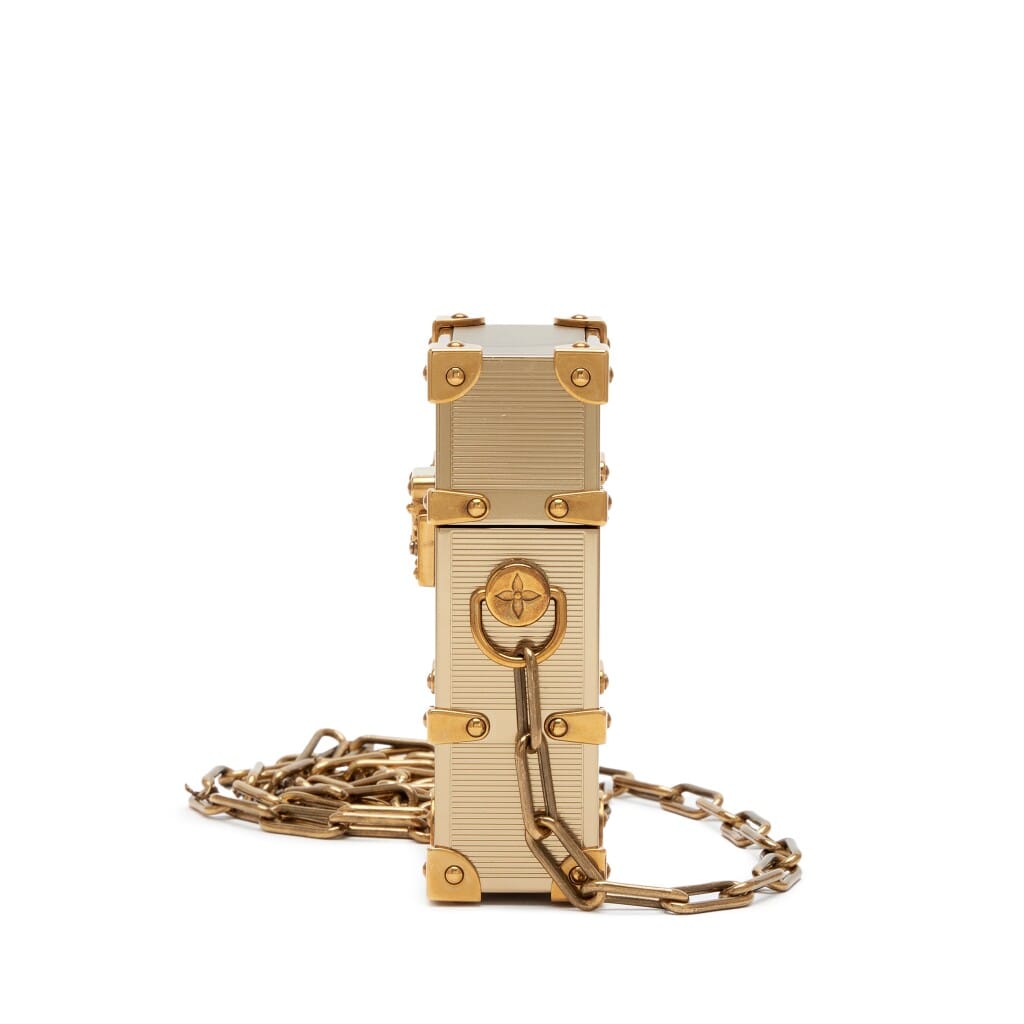 Monogram Canvas and Brass L'oeil Trunk Box Pouch with Chain Gold Hardware, 2022