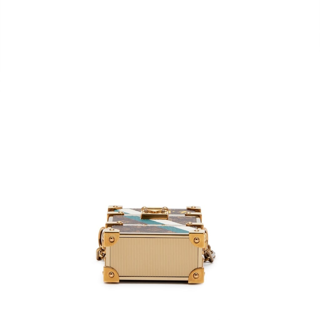 Monogram Canvas and Brass L'oeil Trunk Box Pouch with Chain Gold Hardware, 2022