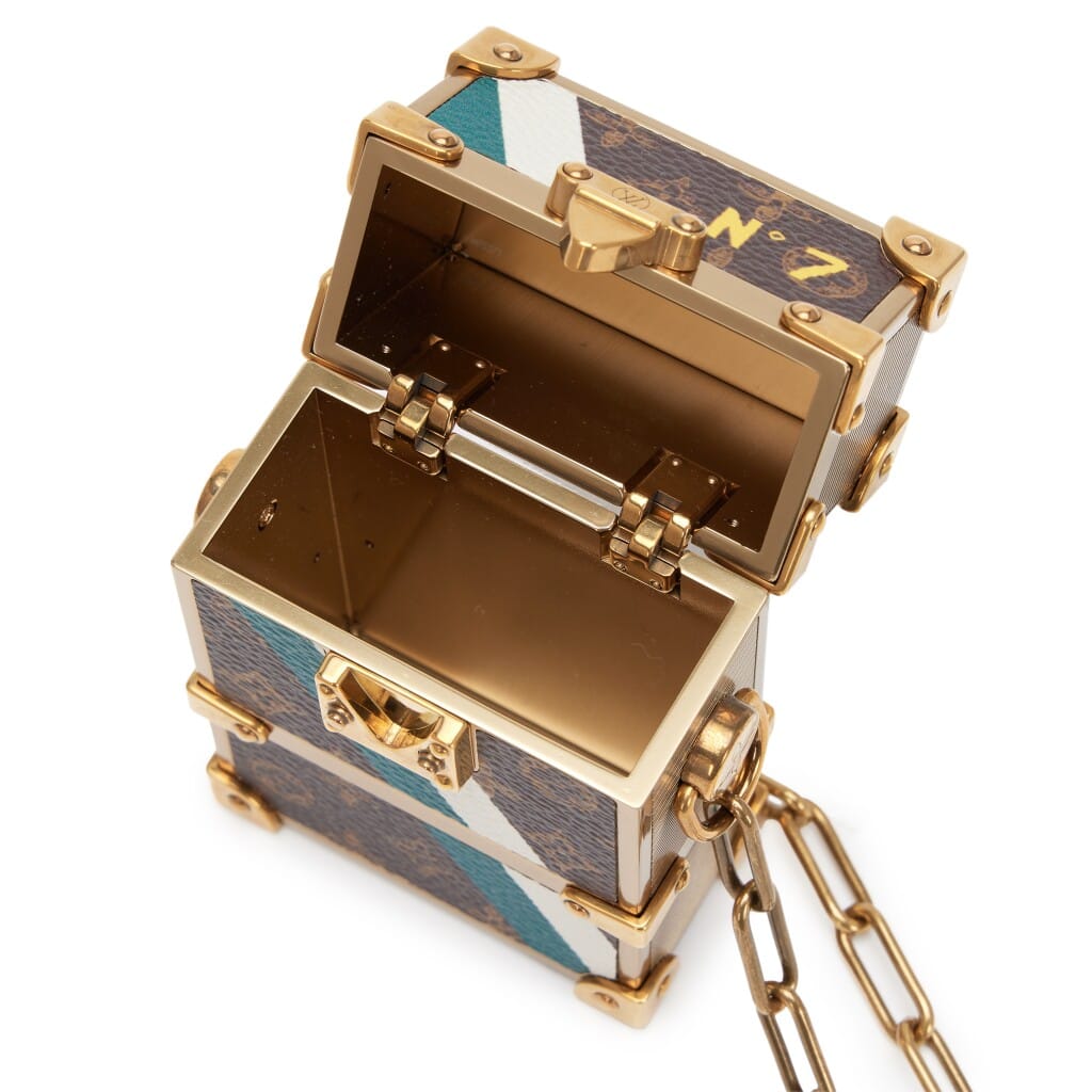 Monogram Canvas and Brass L'oeil Trunk Box Pouch with Chain Gold Hardware, 2022