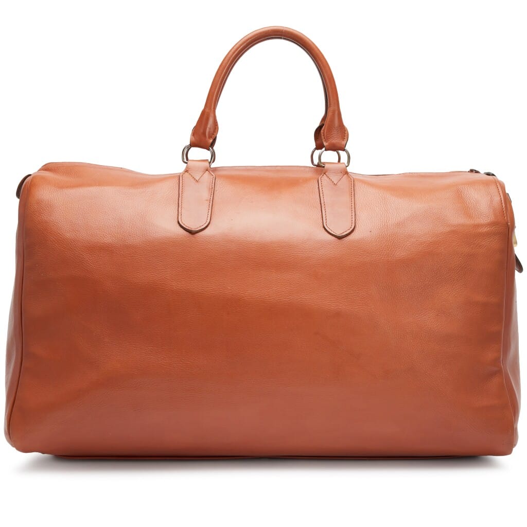 Vintage Brown Calfskin Travel Bag Gold Hardware