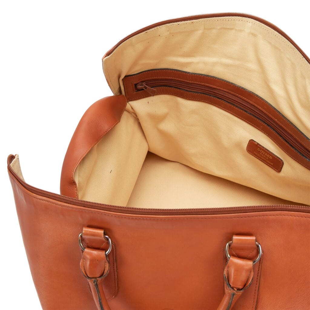 Vintage Brown Calfskin Travel Bag Gold Hardware