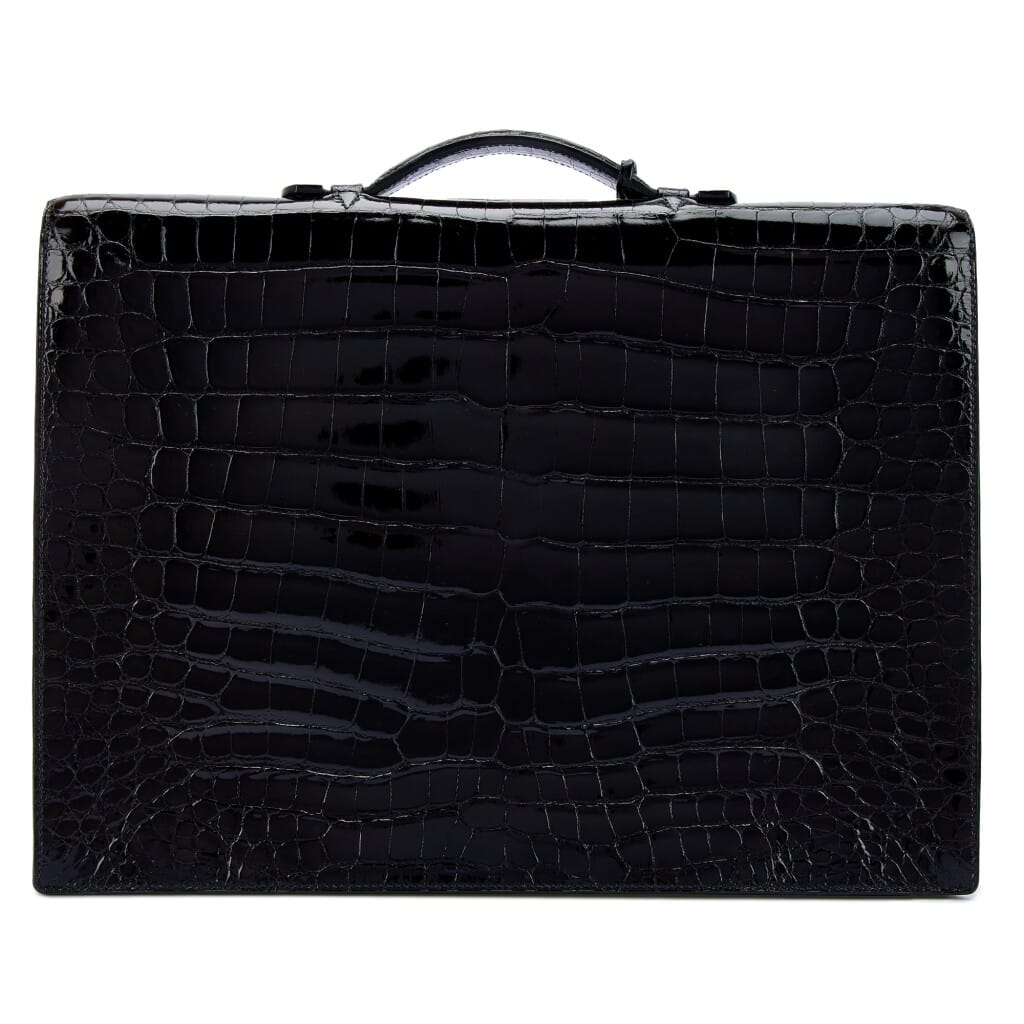 Black Shiny Porosus Crocodile Sac A Depeches 41 Gold Hardware, 2001