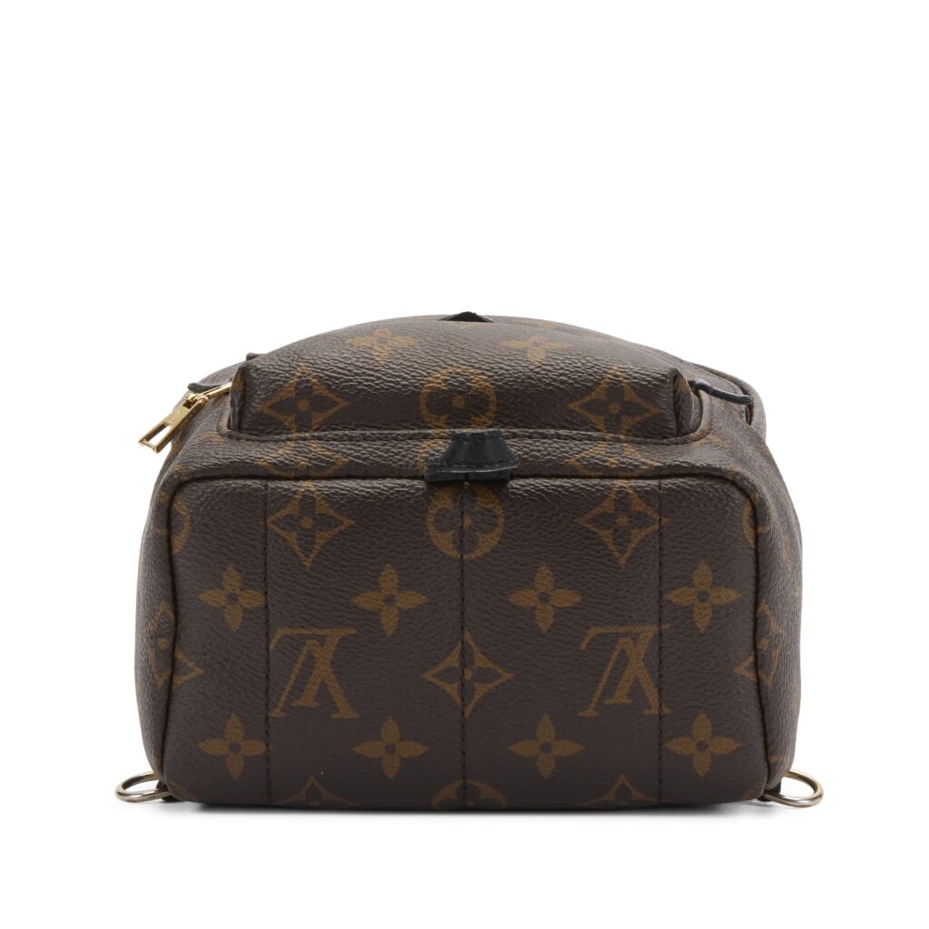 Ebene Monogram Coated Canvas Mini Palm Springs Backpack Gold Hardware, 2019